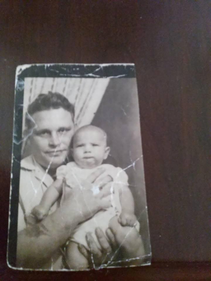 Uncle Bill and me State Fair 1949 August I was 3months old in Alabama