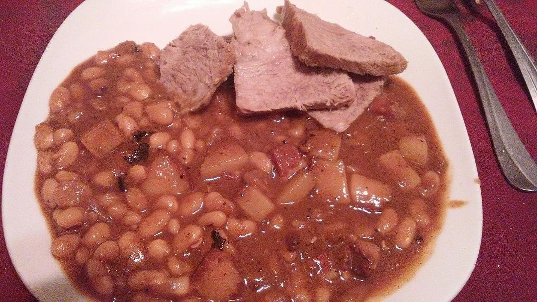 Pork Roast with homemade pork and beans didn't get better