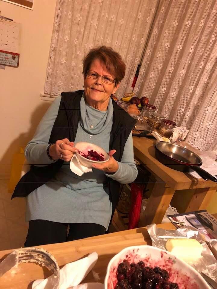 I’m eating Russian Borsch in Martha’s kitchen while she makes a berry pie. #yummy