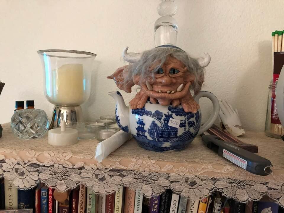 This is Ashtali, he came home with me from the Renaissance Fair this year. Like many fantasy creatures he can live in small spaces because he can adapt to his surroundings, the secret to surviving for so many centuries.,
