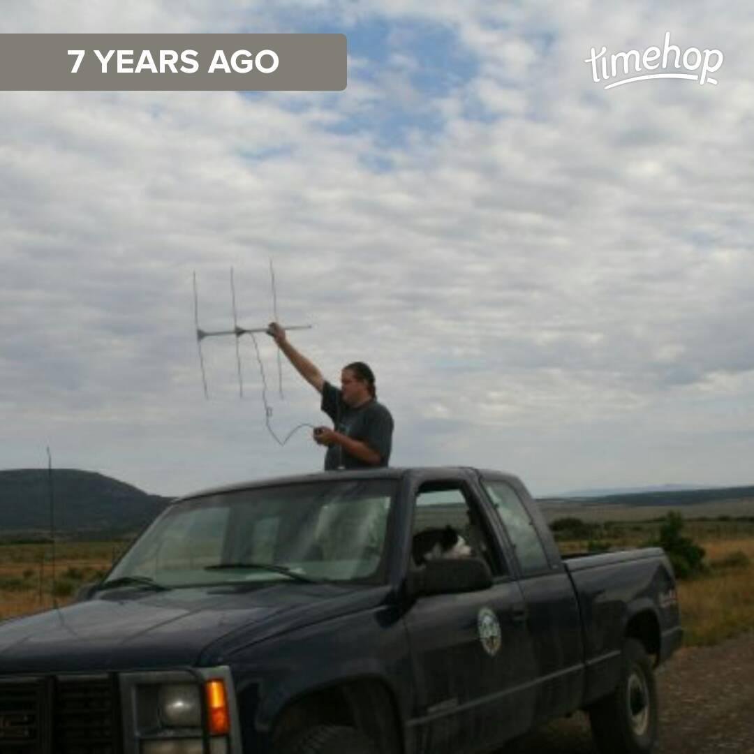 Collecting radio telemetry on Gunnison sage grouse from my Colorado Division of Wildlife truck.