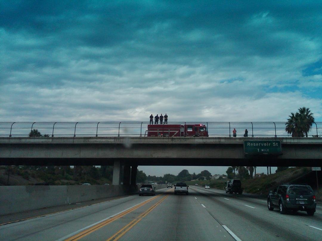 Another overpass of local firefighters saluting their fallen brothers.