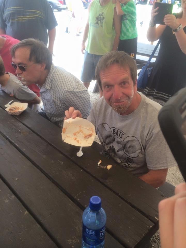 Elegant farmer pie eating contest winner 2 years in a row!