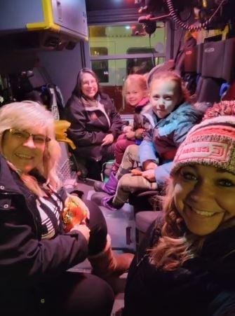 Inside Fire Truck at Light the Night Parade 11.26.2021