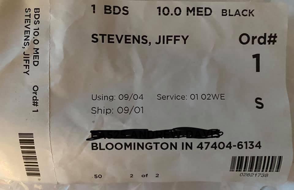 When you rent a formal black tux through a local high end clothing store for your daughter’s wedding and they have a bit of trouble locating the order for Jeff Stevens. 😂