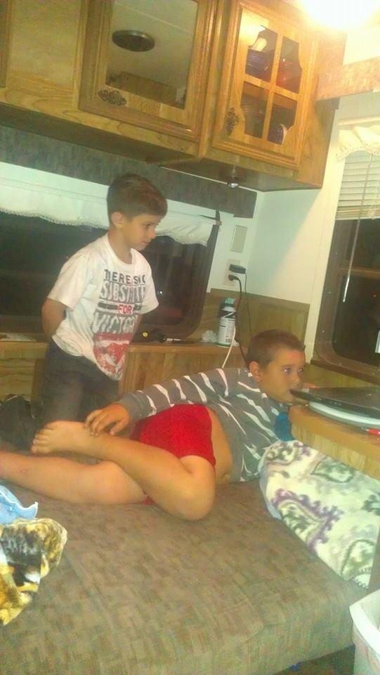 My grandson Aj with his cousin Jordan