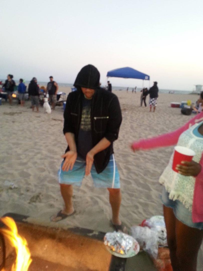Barry the monk calls forth FIRE!!!!! as Renita looks on in amazement. LOL
