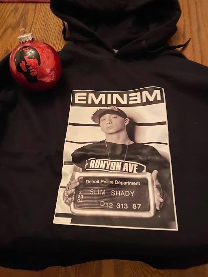 Look at the present from my son, Eric! We have a joke going about Slim Shady! I haven’t stopped laughing yet!🤣🤣🤣