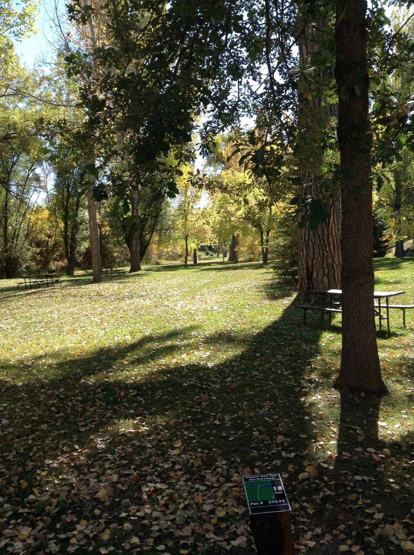 18th hole with a creek to cross, was only one over at this point, sure enough, I put it in the creek. Overall very nice course, much of it would be busy with picnickers on weekends and summer days, so playing early in the d