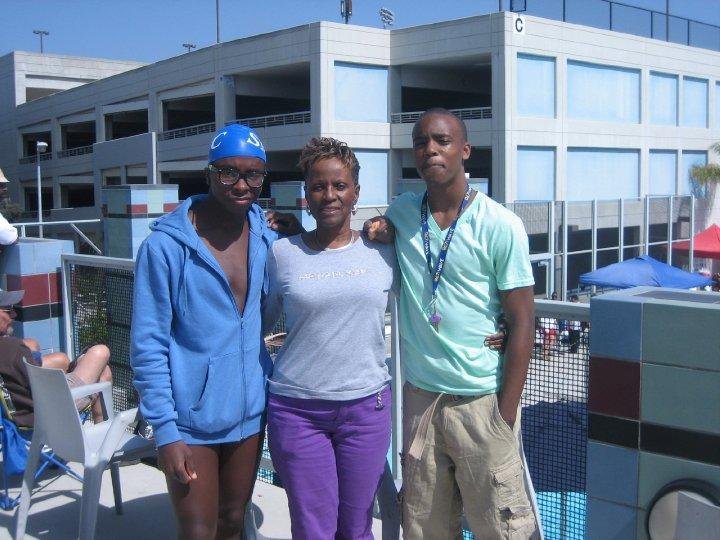 AARON TWIGGS, AUDREY & DERRICK TWIGGS at Santa Monica College swim meet