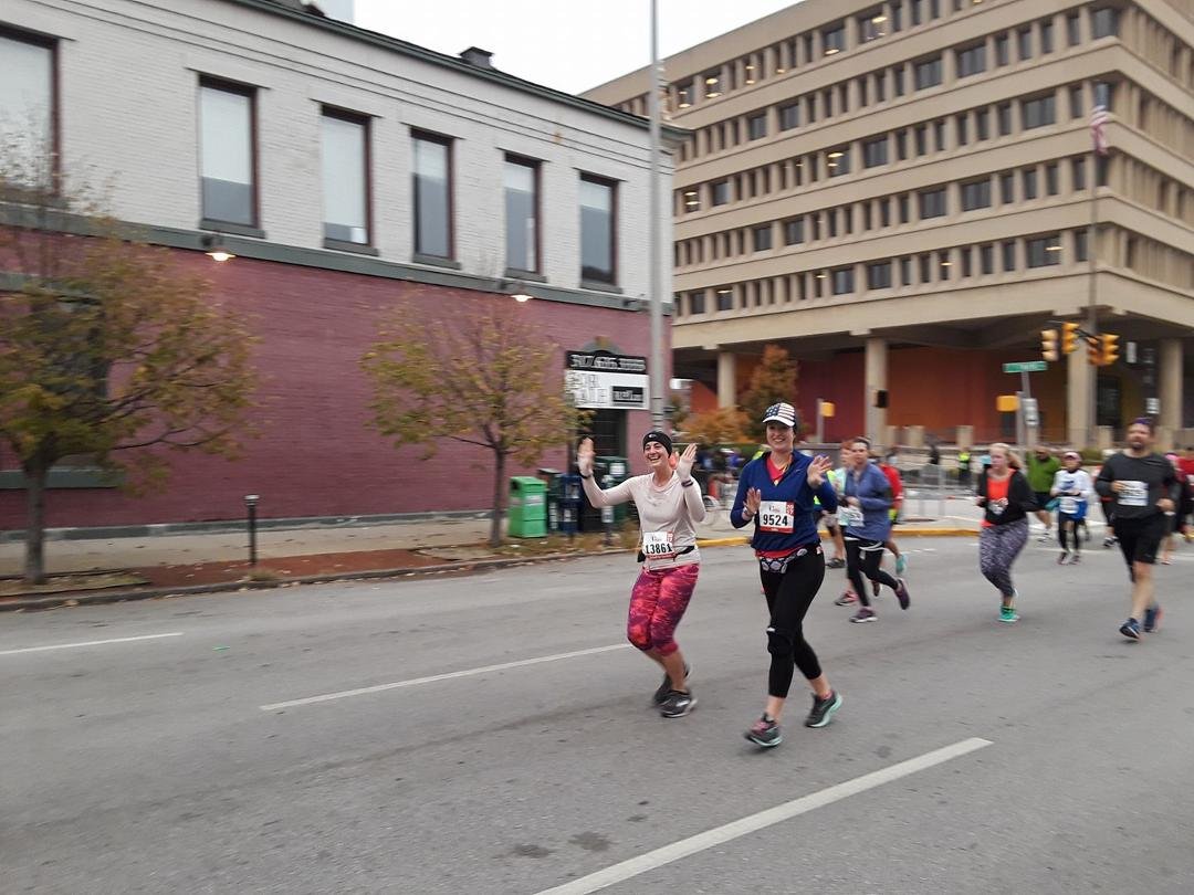 Sarah Kleymeyer with Julia Fowler looking strong in the Monumental Marathon!