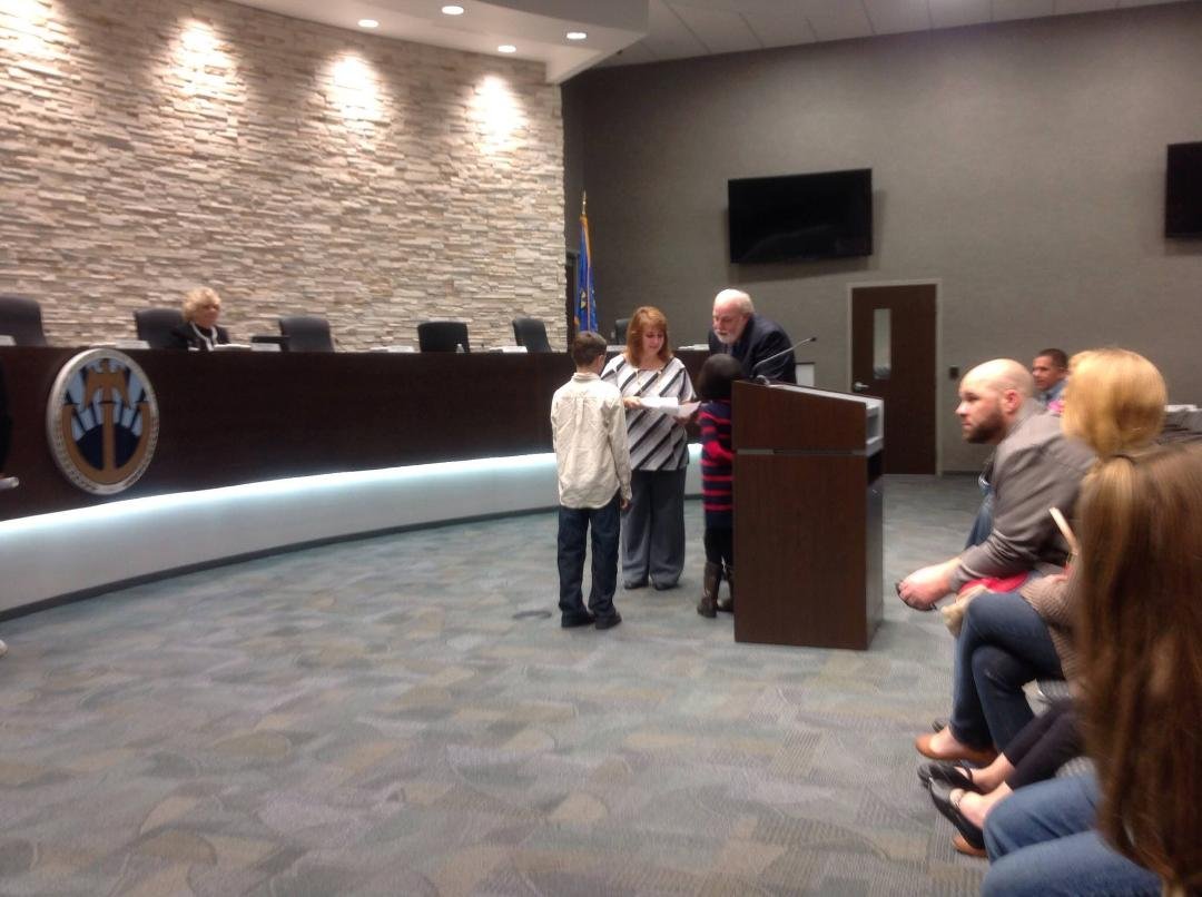 Brendan was invited to go to Westland city hall to say the Pledge Allegiance to the flag,then he was interviewed