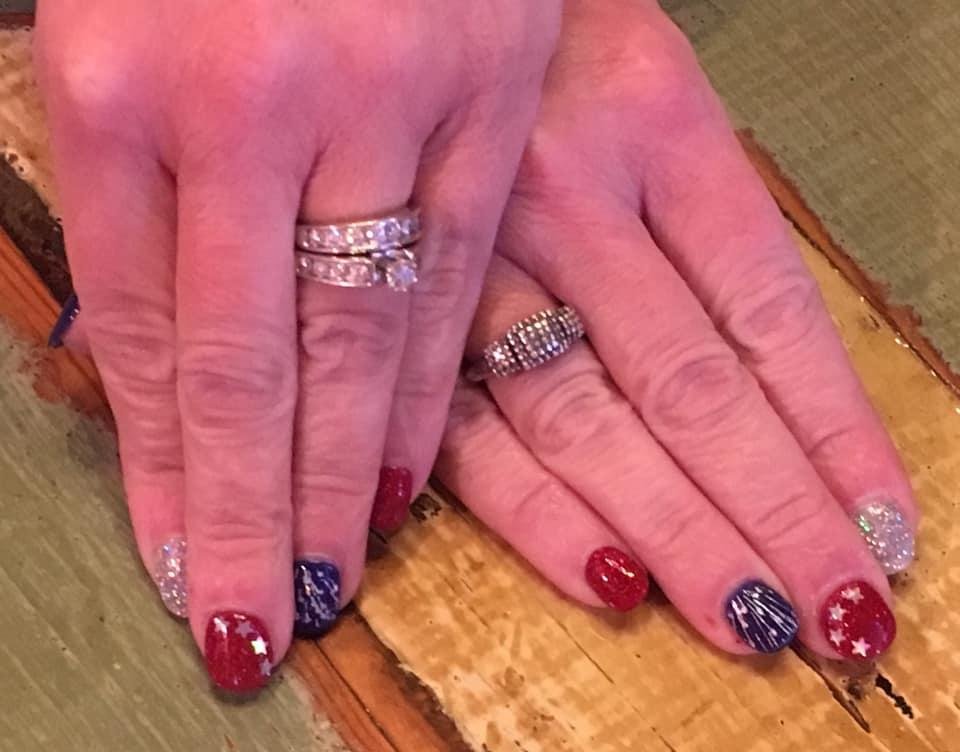 My daughter “ s beautiful nails for the 4th of July.
