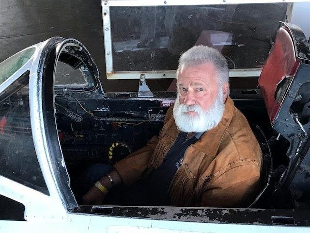 In the cockpit of a F-80 Shooting Star at Wildwood NAS.