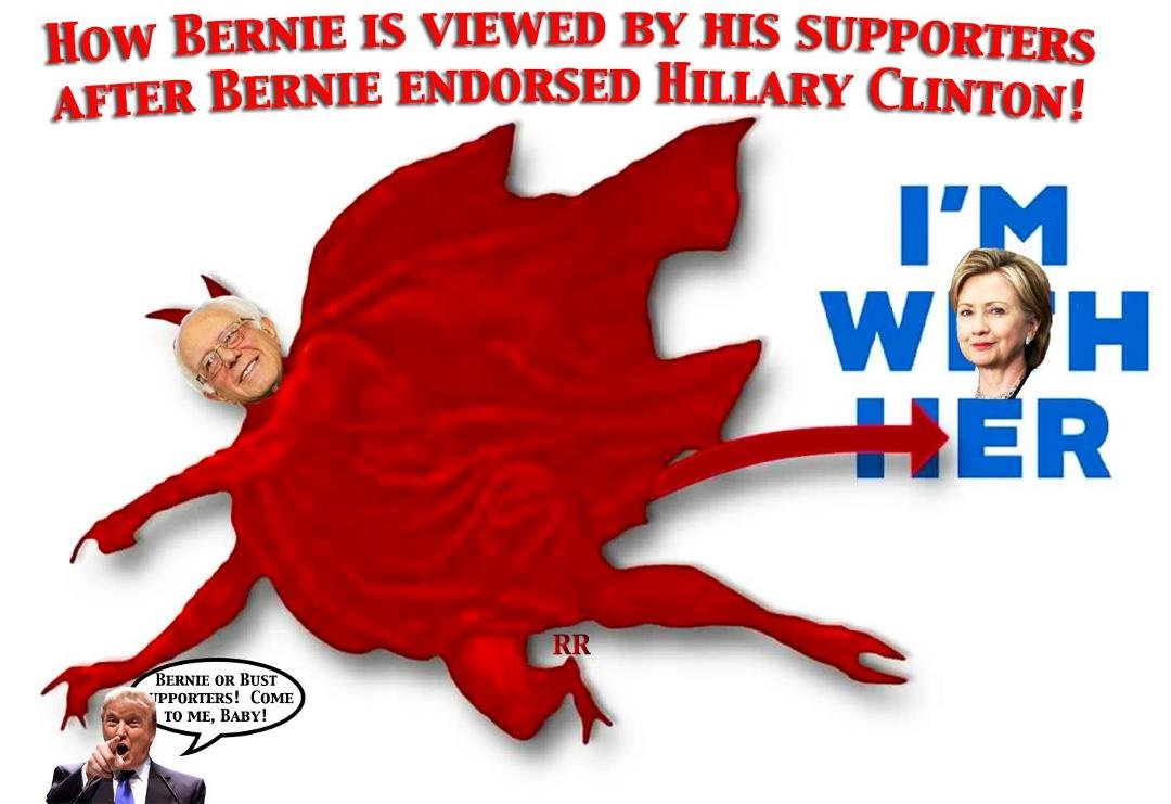 Bernie or Bust Supporters view of Bernie after he endorsed Hillary.