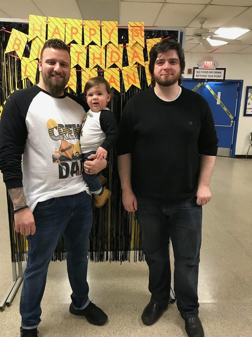 Two beautiful guys, both Mario Paparozzi. My nephew, Mario, his son Luciano, and my son, Mario, at Luciano's 1st birthday party today.