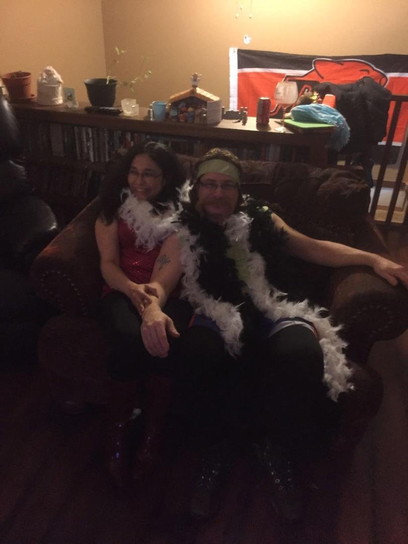This years New Years theme was foot ball tail gate party. Three weeks ago we told Dave and Izzie that we're doing a 80's wrestling theme. It worked.