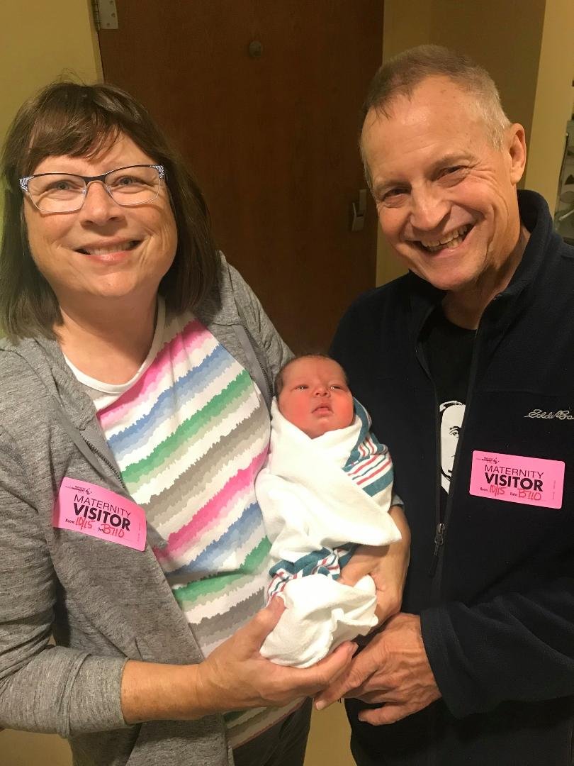 Proud Grandparents meet Baby Lily Tuesday, the day after she was born. Baby, Mom, and Dad all home now and doing well!.