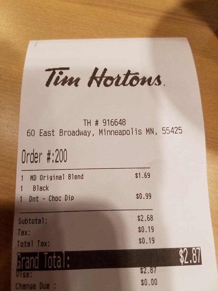 finally Tim Hortons arrives in Minnesota!