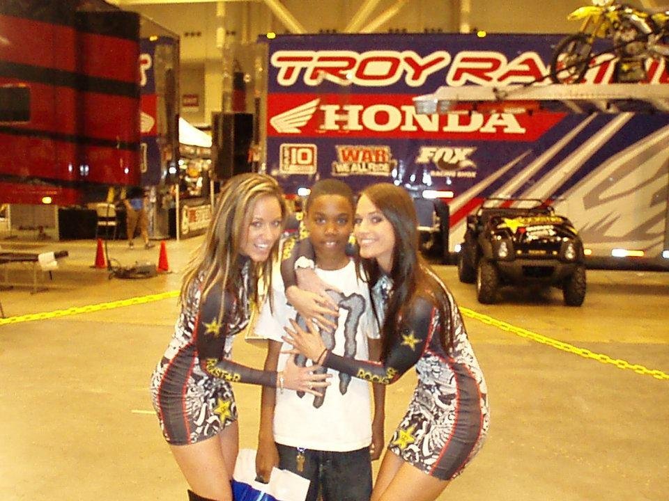 Dylan enjoying the attention from the girls!!