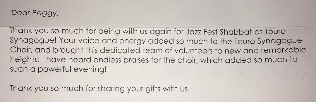 I wish that I would get letters like this sometimes. This was very nice and Peggy deserved this.