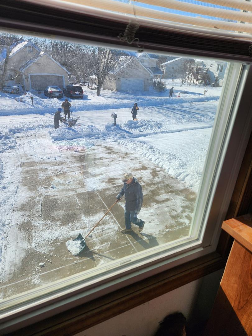 I have the nicest, best neighbors ever! They cleaned those 11 inches of snow off my driveway and the piles of snow left by the snowplows in front of my driveway! Thank you so much!