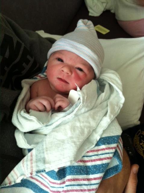 The baby's name is Leighton.