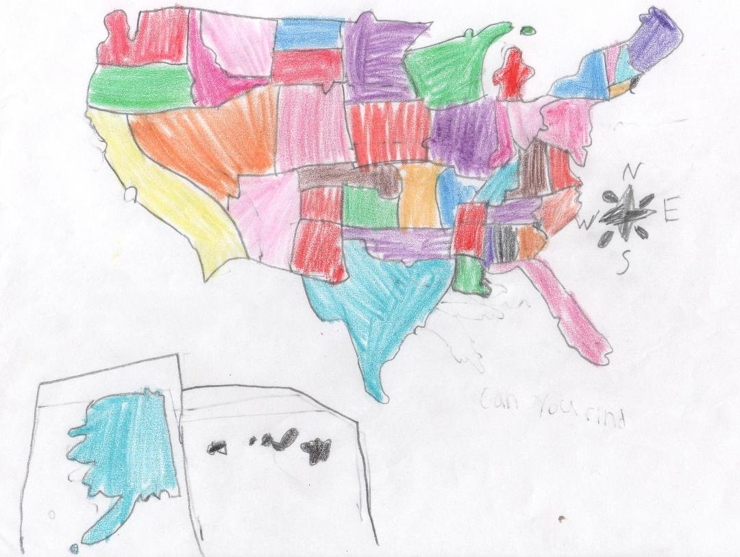Emma decided to free hand draw the map of the US... Not bad, for a 6 yr old;)