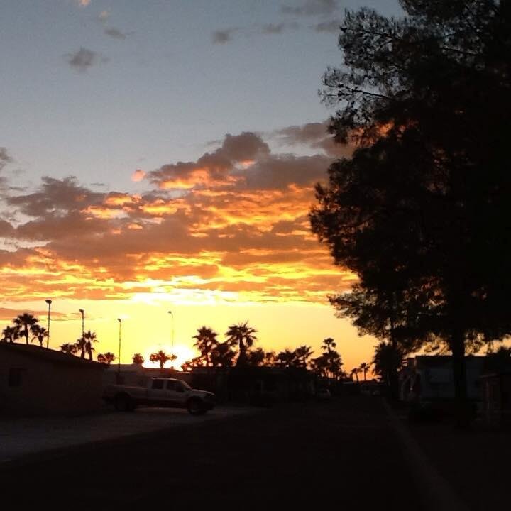 Sitting on my deck in AZ with Ray. Perfect sunset