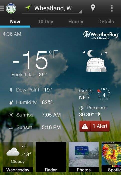 another cold one in Wyoming. Hope we get to zero today.