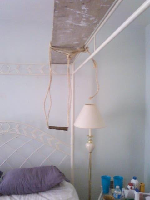 David's grab bar  (or trapeze) Jereomy made for him