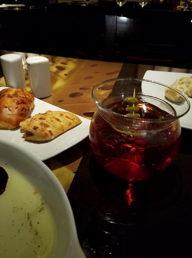 Already eating tooooo much. Oh, make that drinking too much.  Love the presentation of a dirty martini. Tasted good, too!