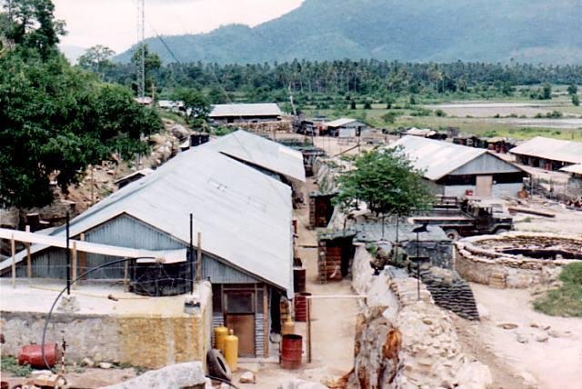This was Baxoai. Special Forces camp 421-A. We worked out of here for about 5 months. Our bunker was were you can see the dog laying on top of. The mountains in background were VC held.