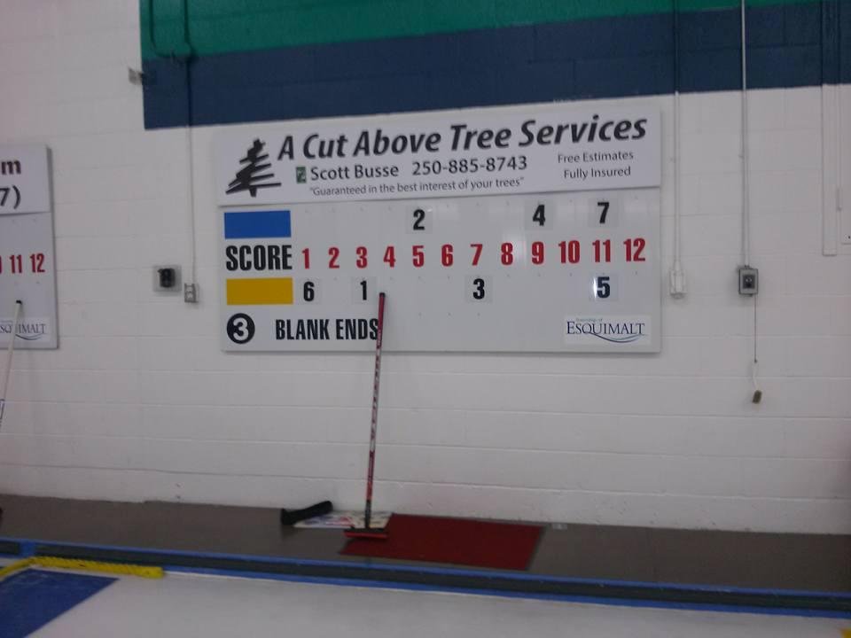 Wow, an unusual game in the Bonspiel today. Our 3rd game in A event. A three, 3 fours and a fine in the first 5 ends. Unfortunately we came up short, final 13-11 in a well played fun  to play game.