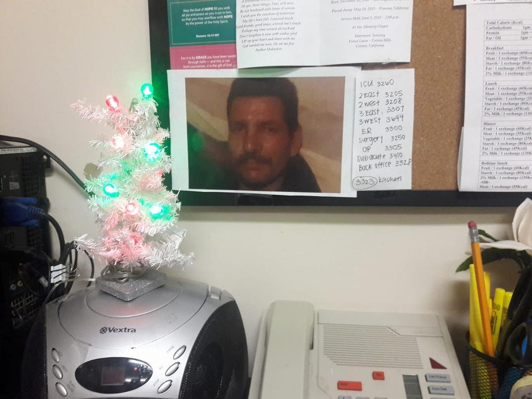 My brother Santos with his little Christmas tree this Sunday he will be 50 yrs old I love you brother.