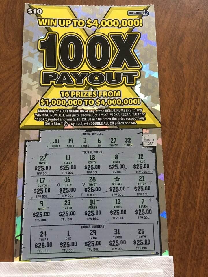Thank you Massachusetts Lottery. Couldn’t have hit this ticket at a better time. $1000. As all amounts are doubled.
