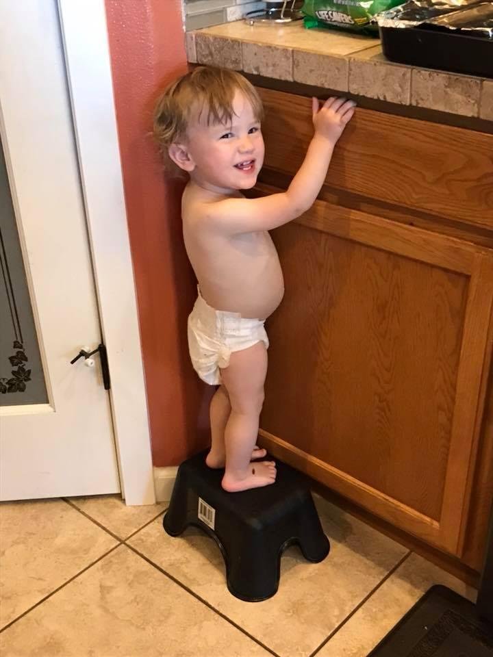 Grandma caught Walkie trying to get the cake before dinner. Love him so much!