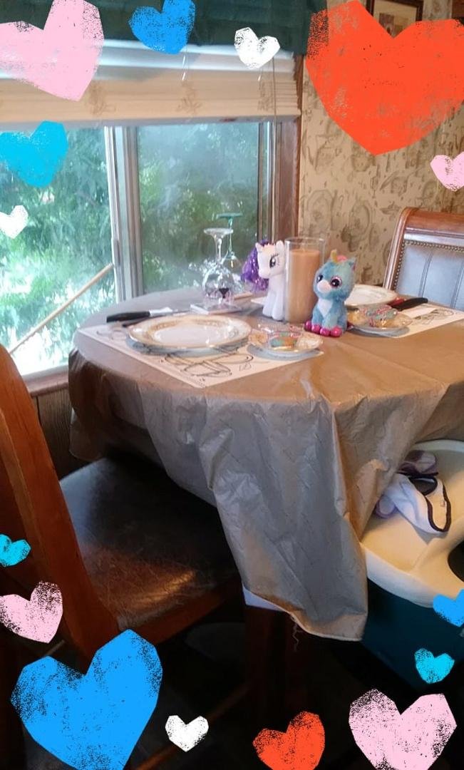 Table is set for dinner, we are having chicken, mashed potatoes and a vegetable for dinner, my wife is making dinner for US she always makes and does our dinners really nice now we are also setting our table and doing up th