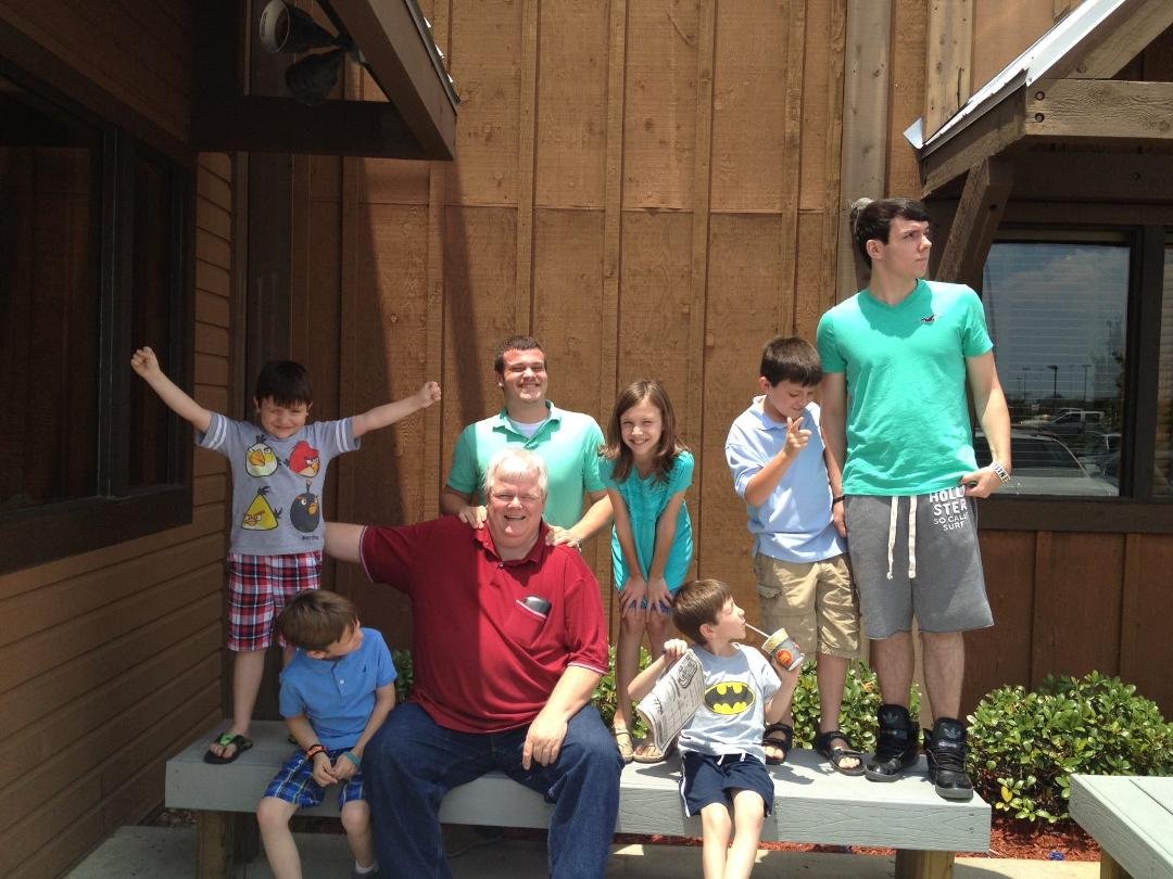 Father's Day at Logans - me and all the grandchildren