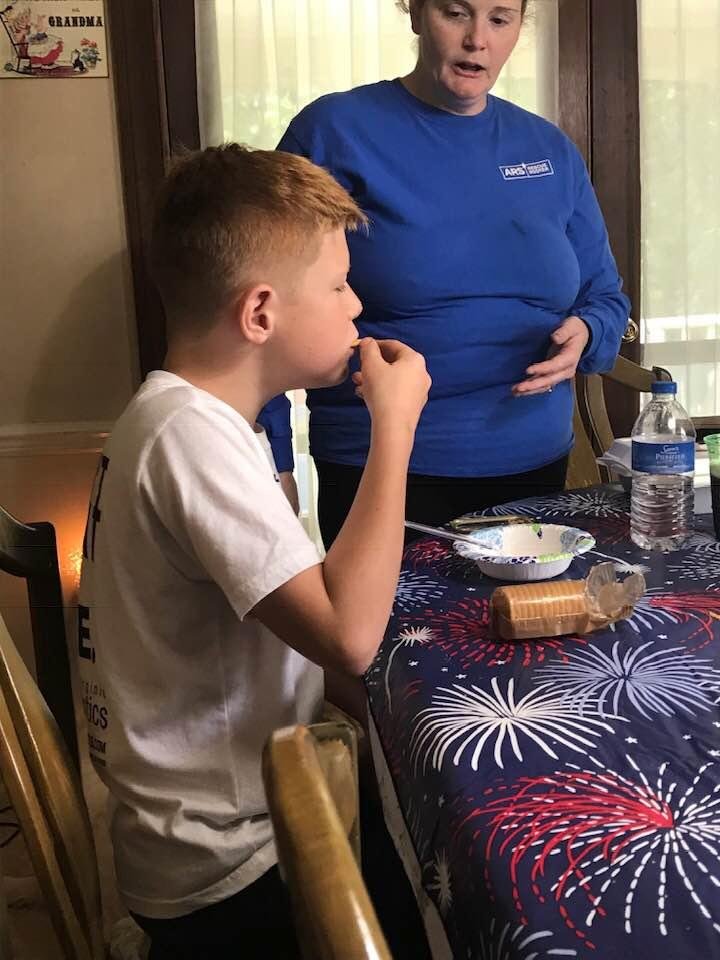 Tyler was getting his first taste of Sardines on crackers. Needless to say it didn’t go well!