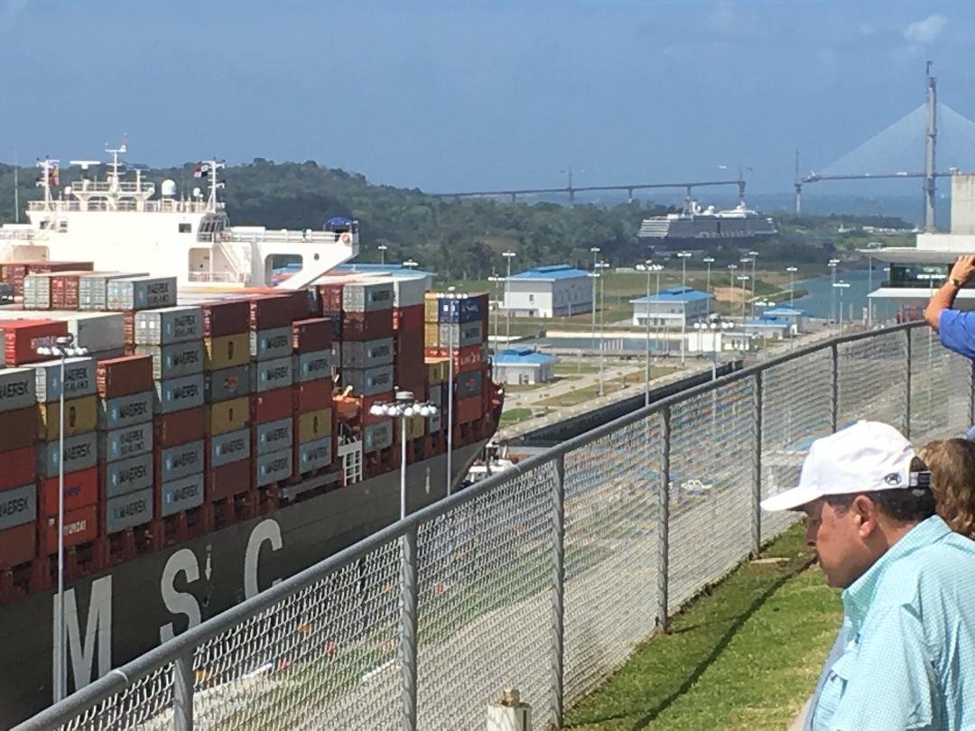 Huge ship in one of the new locks on the Panama Canal