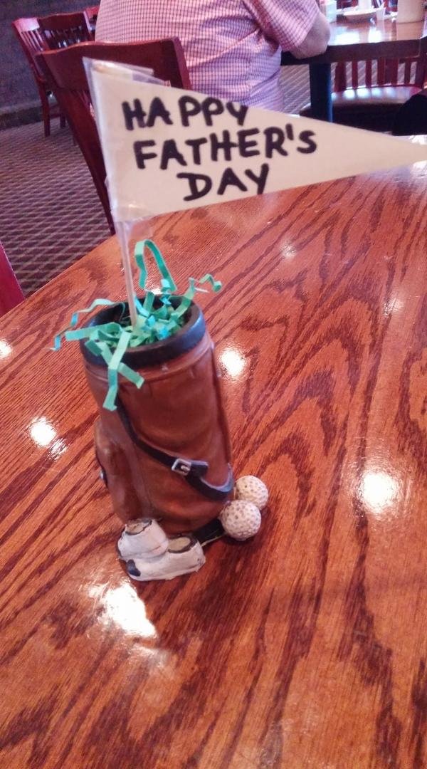 Having Father's Day brunch after church at The Club.  
Table centerpiece in the photo.
Happy Father's Day to all the guys and many thanks to all the ladies for nurturing us properly.
