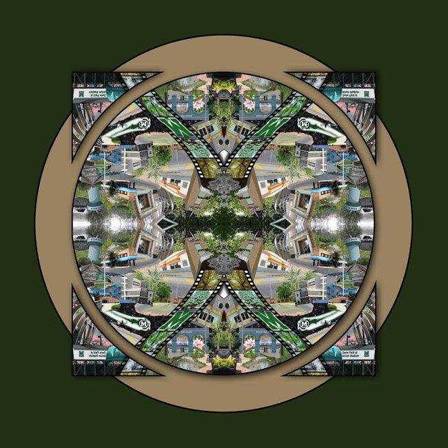 As many of you know, the next step from the montage stage is to create a circular mandala image of it. The design element becomes the focal point, rather than individual images. Some like these best. There are four varia