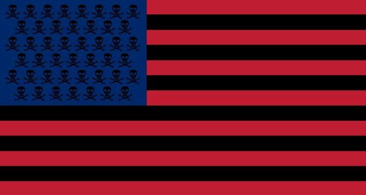 When 500,000 Filipinos were massacred by American troops, Mark Twain proposed this slight modification to the American flag. Still fits, doesn't it?