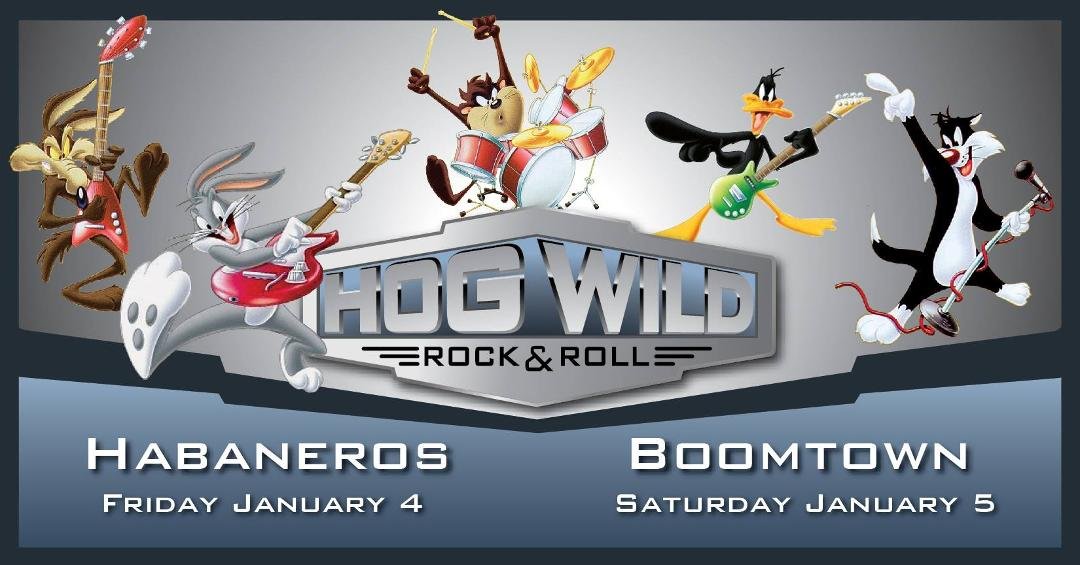 HOG WILD is kicking off the first weekend of 2019 at TWO of the Rogue Valley's hottest night spots!
Friday night, January 4 we'll be at Habaneros Mexican Restaurant in Historic Downtown Medford. Then...
Saturday night, Jan