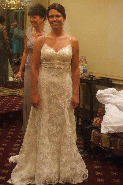 April in her wedding dress and Linda
