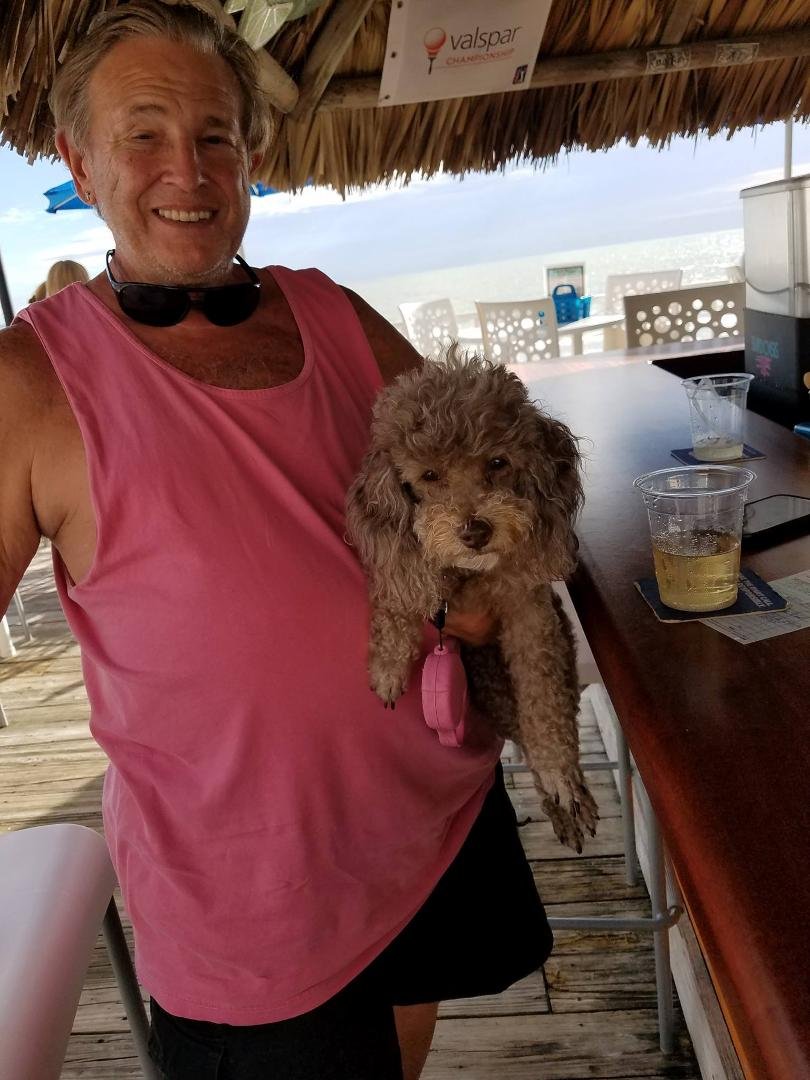 Coco and me at Doubletree Tiki during 2016 storm.  Hurrication.