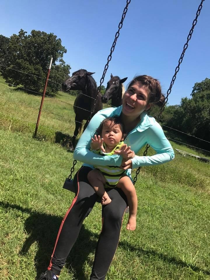 Sarah Gallardo giving Xander a ride on the swings. Tonya Gallardo Bradley Sutton (Trey) Talia Pendleton Pamela Farquhar