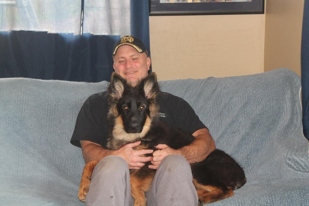 me and gauge ,5 .5 months, 50 lbs