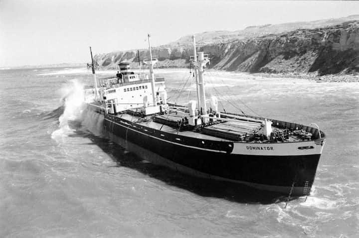 13 March 1961- The SS Dominator ran aground in the fog on Rocky Point, Palos Verdes Estates, CA while enroute to Los Angeles Harbor from Vancouver, Canada. She was originally the American Liberty ship Melville Jacoby built